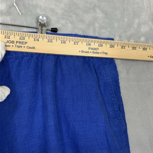 J Jill Women 2X Love Linen Pant Straight Leg Cuff Blue Pull On Stretch Waist - Picture 4 of 11